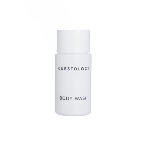 Guestology 30ml body wash in sleek white minimalist bottle for hospitality use