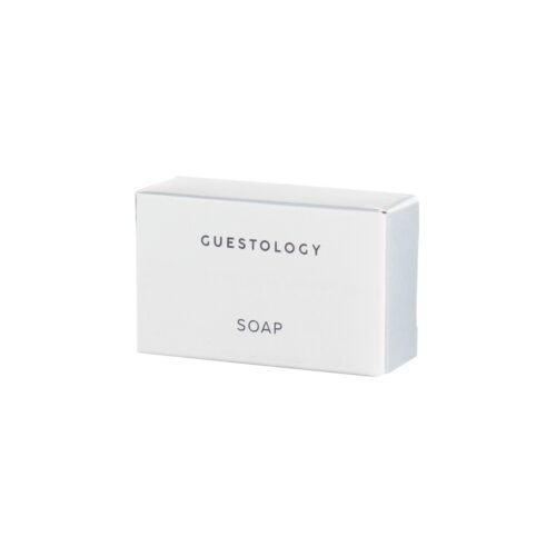 40g boxed soap in recyclable kraft packaging by Guestology.